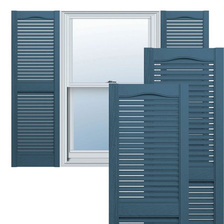 EKENA MILLWORK Mid-America Vinyl, Standard Size Cathedral Top Center Mullion, Open Louver Shutter, 11425036 00011425036